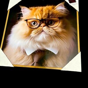 Stylish Cat Portrait with Glasses and Tie